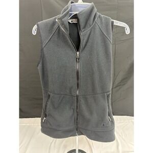 REI Womens Full Zip Fleece Vest Charcoal Gray Mock Neck XS 882215 S15